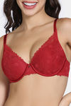 Zivame La Flamme Padded Plunge Wired Medium Coverage Lace Bra - Scarlet Smile — thumbnail 4